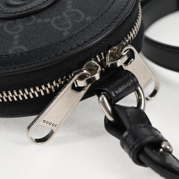 GUCCI GG Supreme Shoulder Bag PVC Black Silver 724357 Auth 138571M