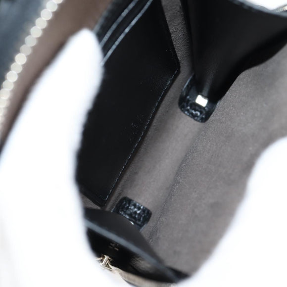 GUCCI GG Supreme Shoulder Bag PVC Black Silver 724357 Auth 138571M