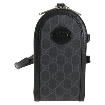 GUCCI GG Supreme Shoulder Bag PVC Black Silver 724357 Auth 138571M - 0