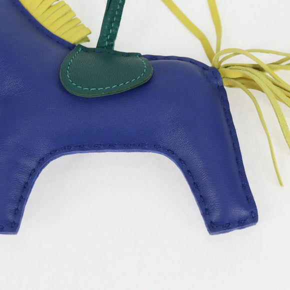 HERMES Rodeo Charm MM Leather Blue Auth 138575M