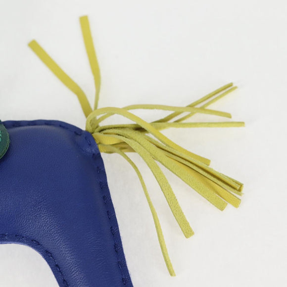 HERMES Rodeo Charm MM Leather Blue Auth 138575M