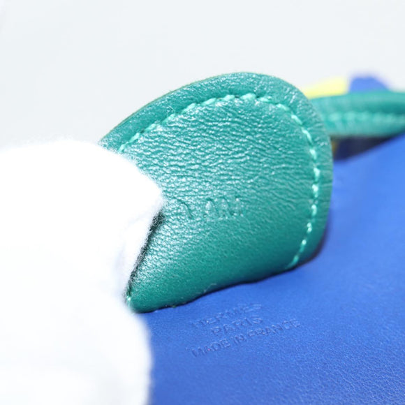 HERMES Rodeo Charm MM Leather Blue Auth 138575M