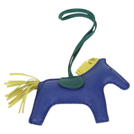 HERMES Rodeo Charm MM Leather Blue Auth 138575M - 0