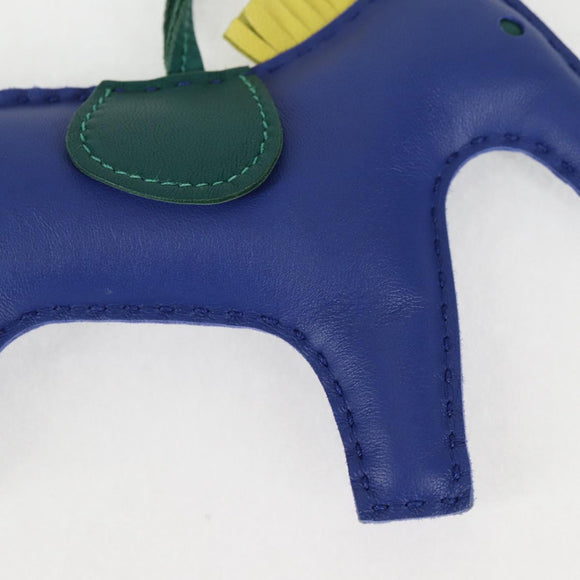 HERMES Rodeo Charm MM Leather Blue Auth 138575M