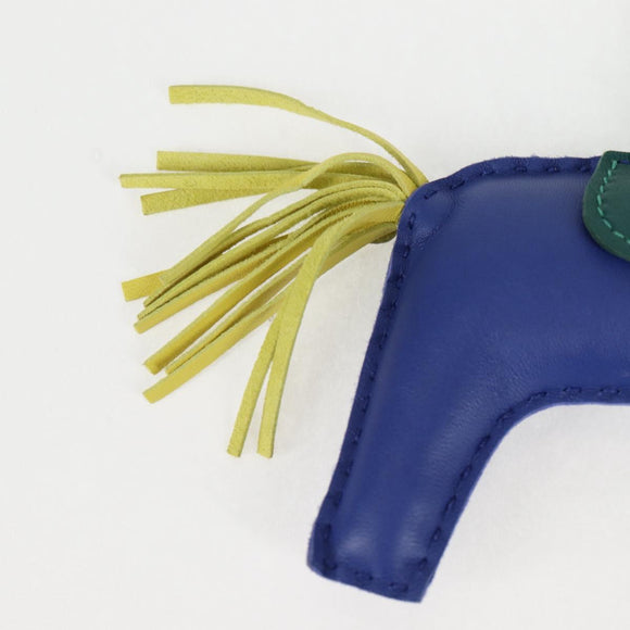 HERMES Rodeo Charm MM Leather Blue Auth 138575M