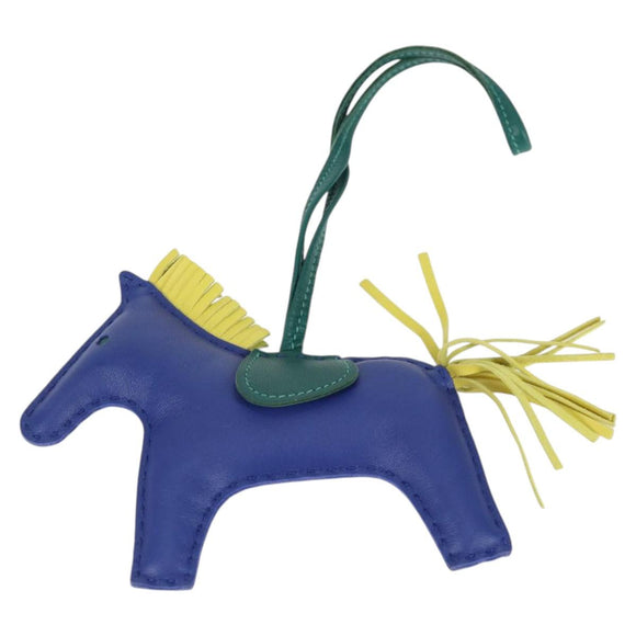 HERMES Rodeo Charm MM Leather Blue Auth 138575M