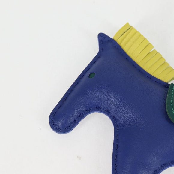 HERMES Rodeo Charm MM Leather Blue Auth 138575M