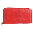 LOEWE Anagram Long Wallet Leather Red Auth 138577M-1