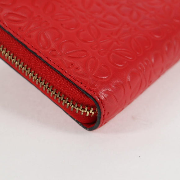 LOEWE Anagram Long Wallet Leather Red Auth 138577M