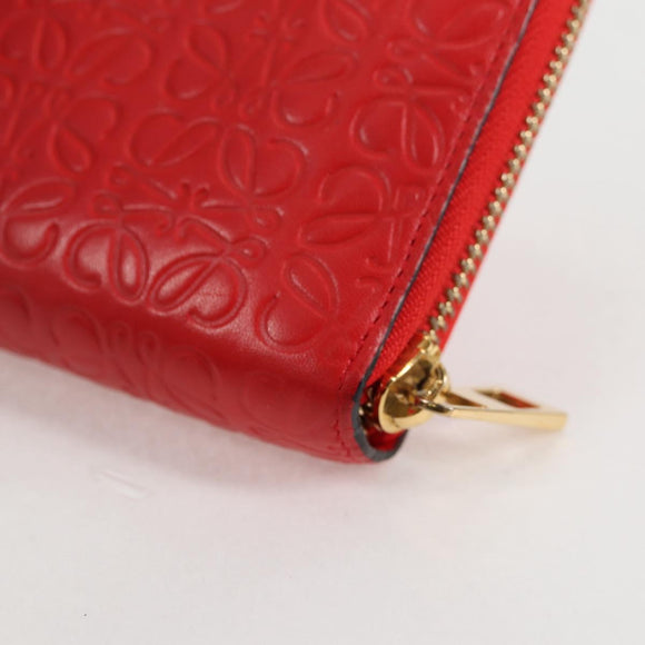 LOEWE Anagram Long Wallet Leather Red Auth 138577M