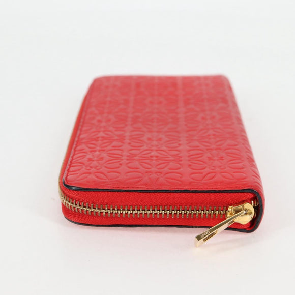 LOEWE Anagram Long Wallet Leather Red Auth 138577M