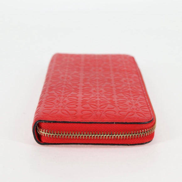 LOEWE Anagram Long Wallet Leather Red Auth 138577M