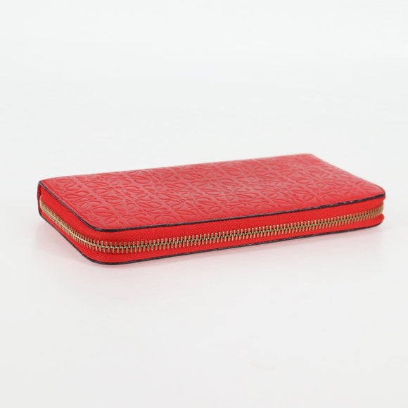 LOEWE Anagram Long Wallet Leather Red Auth 138577M
