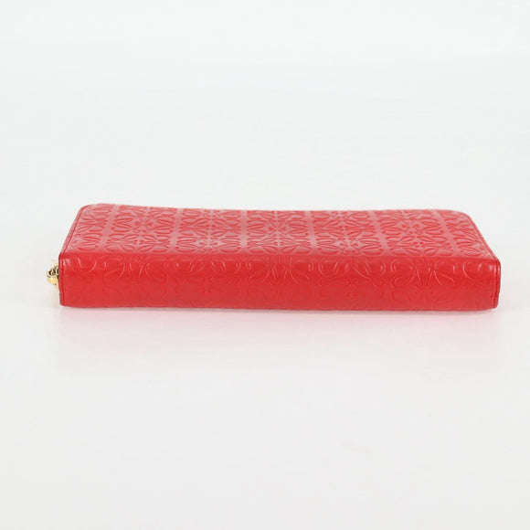 LOEWE Anagram Long Wallet Leather Red Auth 138577M