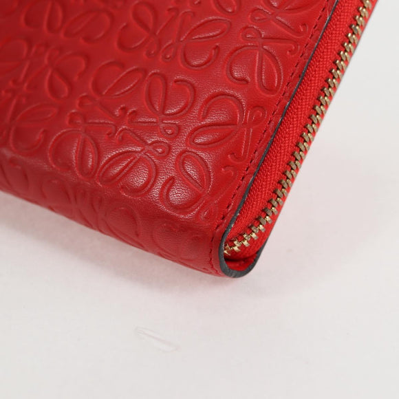 LOEWE Anagram Long Wallet Leather Red Auth 138577M