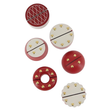 PRADA Memo Stand Wood Red Auth 138578