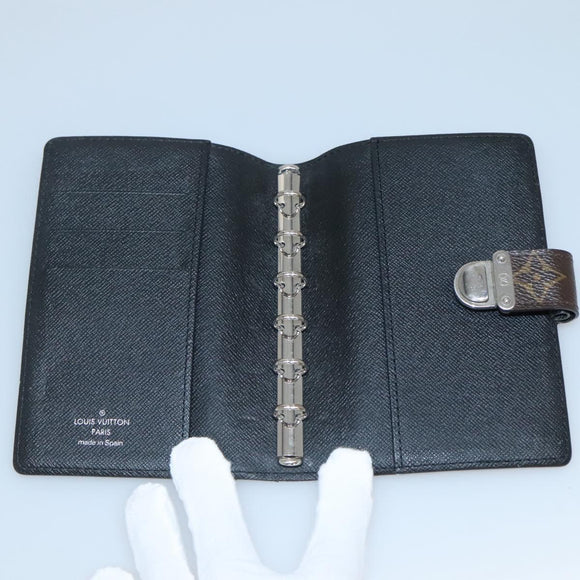 LOUIS VUITTON Monogram Agenda Koala PM Day Planner Cover Black LV Auth 138598