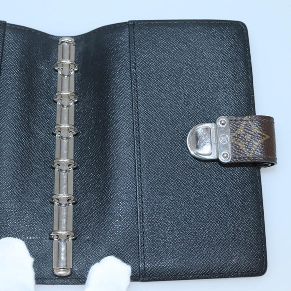 LOUIS VUITTON Monogram Agenda Koala PM Day Planner Cover Black LV Auth 138598