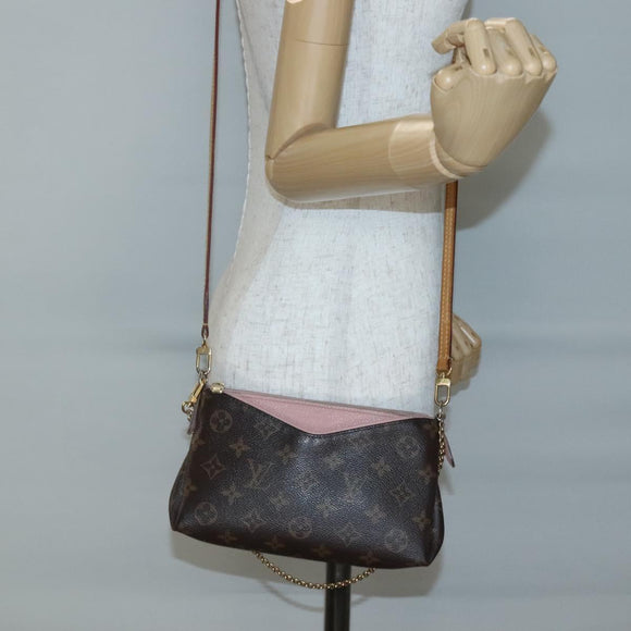 LOUIS VUITTON Monogram Pallas Clutch Shoulder Bag M44037 LV Auth 138614