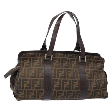 FENDI Zucca Canvas Hand Bag Black Brown Auth 138625