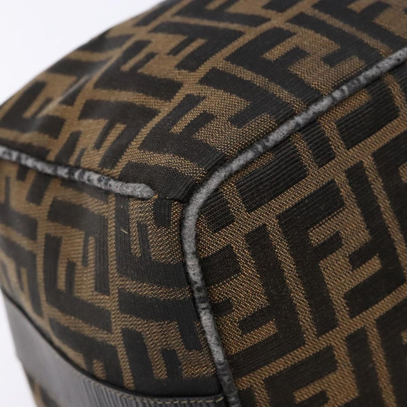 FENDI Zucca Canvas Vanity Pouch Black Brown Auth 138627
