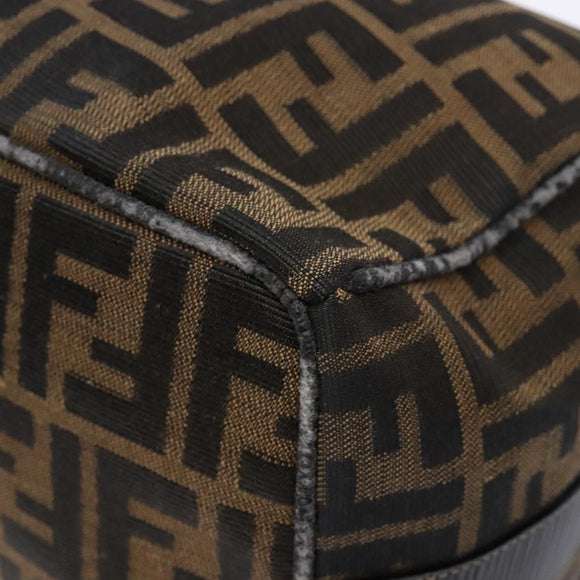 FENDI Zucca Canvas Vanity Pouch Black Brown Auth 138627