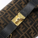 FENDI Zucca Canvas Vanity Pouch Black Brown Auth 138627-17