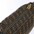 FENDI Zucca Canvas Vanity Pouch Black Brown Auth 138627-9