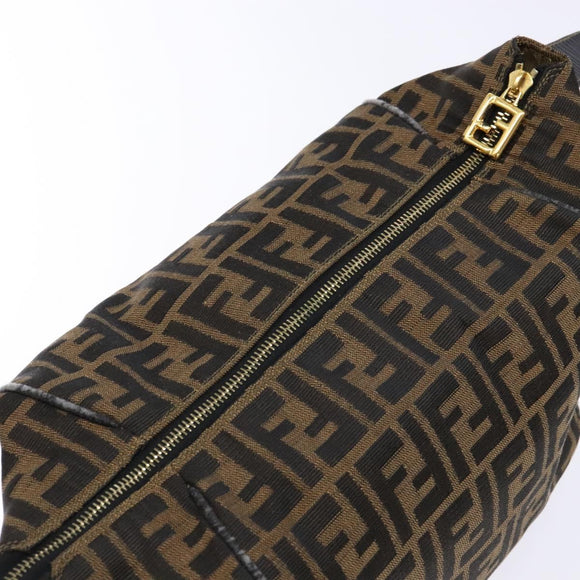 FENDI Zucca Canvas Vanity Pouch Black Brown Auth 138627