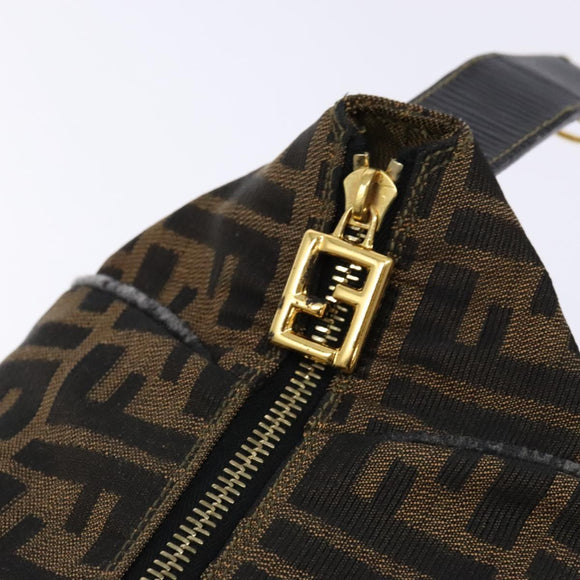 FENDI Zucca Canvas Vanity Pouch Black Brown Auth 138627