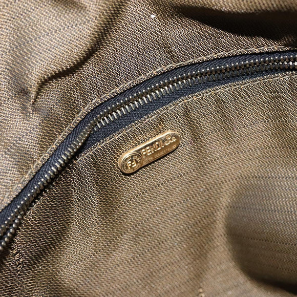 FENDI Zucca Canvas Vanity Pouch Black Brown Auth 138627