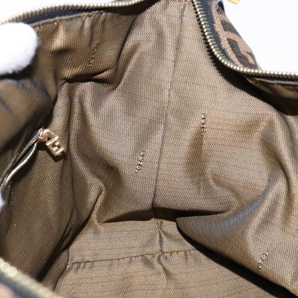 FENDI Zucca Canvas Vanity Pouch Black Brown Auth 138627