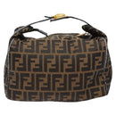 FENDI Zucca Canvas Vanity Pouch Black Brown Auth 138627-2