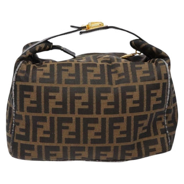 FENDI Zucca Canvas Vanity Pouch Black Brown Auth 138627 - 0