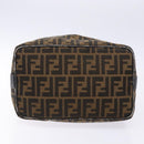 FENDI Zucca Canvas Vanity Pouch Black Brown Auth 138627-5
