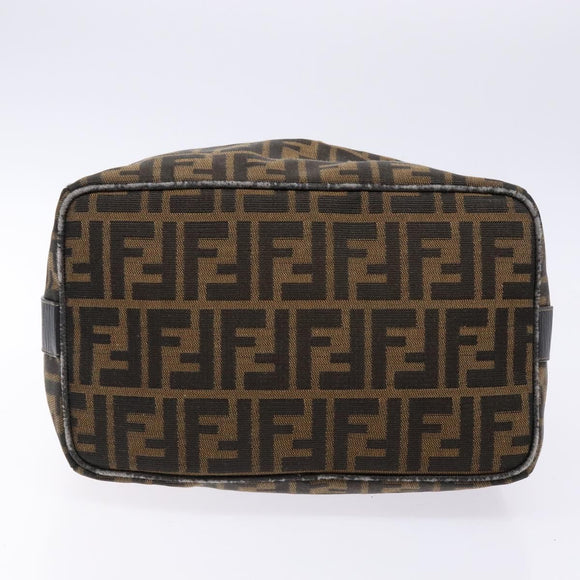 FENDI Zucca Canvas Vanity Pouch Black Brown Auth 138627