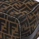 FENDI Zucca Canvas Vanity Pouch Black Brown Auth 138627-8
