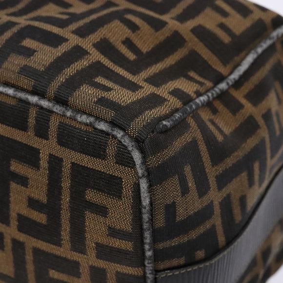 FENDI Zucca Canvas Vanity Pouch Black Brown Auth 138627