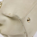 Salvatore Ferragamo Gancini Hand Bag Leather White Gold Auth 138629-16