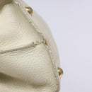 Salvatore Ferragamo Gancini Hand Bag Leather White Gold Auth 138629-8