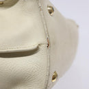 Salvatore Ferragamo Gancini Hand Bag Leather White Gold Auth 138629-9
