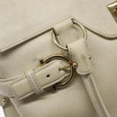 Salvatore Ferragamo Gancini Hand Bag Leather White Gold Auth 138629-20