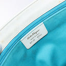 Salvatore Ferragamo Gancini Hand Bag Leather White Gold Auth 138629-12