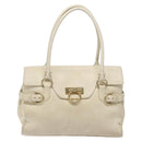 Salvatore Ferragamo Gancini Hand Bag Leather White Gold Auth 138629-13