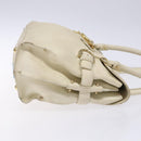 Salvatore Ferragamo Gancini Hand Bag Leather White Gold Auth 138629-3