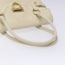 Salvatore Ferragamo Gancini Hand Bag Leather White Gold Auth 138629-7