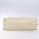 Salvatore Ferragamo Gancini Hand Bag Leather White Gold Auth 138629-5