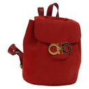 Salvatore Ferragamo Gancini Backpack Suede Red Gold Auth 138631-1