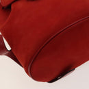 Salvatore Ferragamo Gancini Backpack Suede Red Gold Auth 138631-17