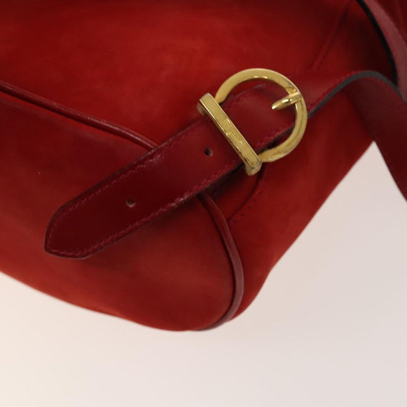 Salvatore Ferragamo Gancini Backpack Suede Red Gold Auth 138631